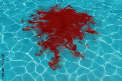 Blood staining the water surface