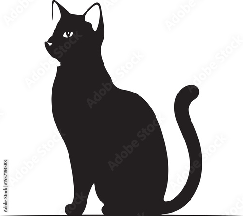 Cute cat silhouette illustration vector .