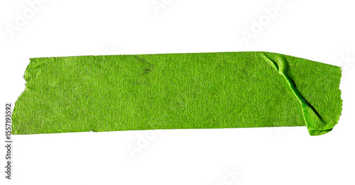 фотографія Green adhesive torn paper masking tape isolated on white background