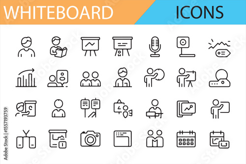 Icon Set for Whiteboard Presentations in Teaching and Meetings