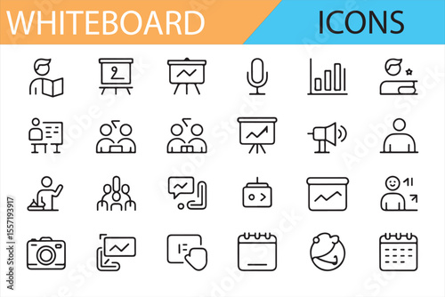Educational Whiteboard Icons for Presentations and Workshops