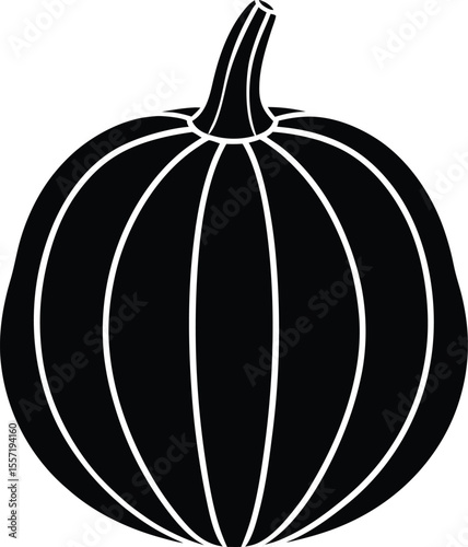 Traditional Fall Pumpkin Vector in Solid Black Style