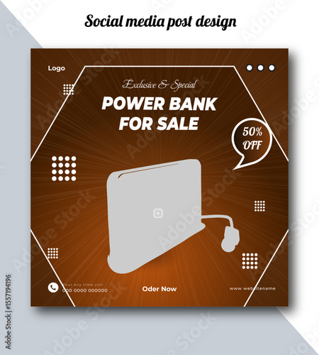 Exclusive and special power bank for sale social media post design template