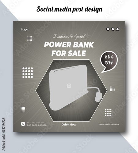 Exclusive and special power bank for sale social media post design template