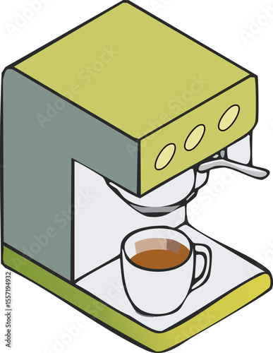 Machine à café stylisée en lowpoly 3D