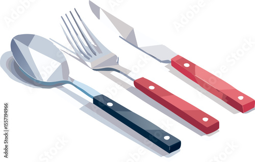 Couvert en style lowpoly isométrique