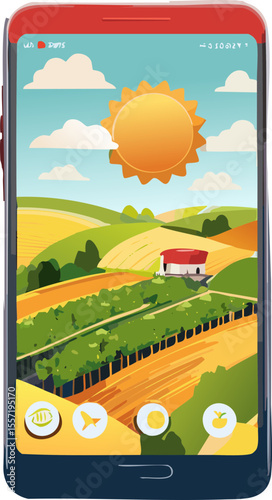 Illustration d’interface smartphone sur l’agriculture connectée