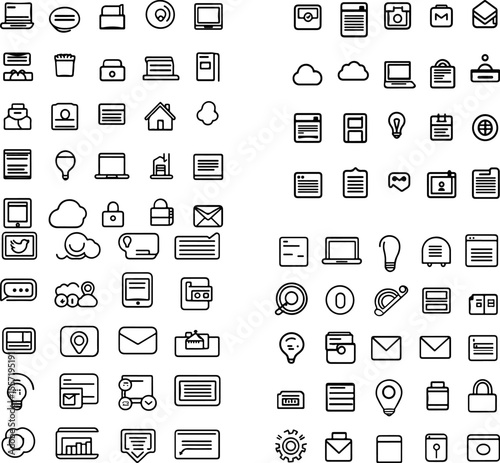 website icons web design homepage navigation responsive design UI elements user interface browser web development HTML CSS JavaScript sitemap landing page online presence digital plat