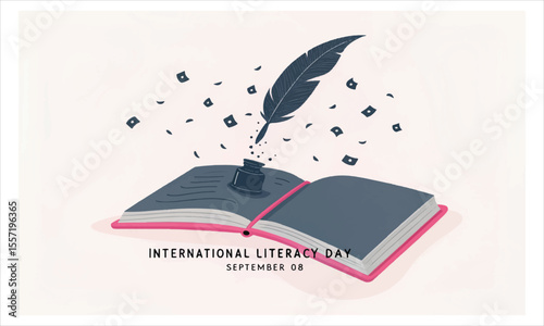 International literacy day celebration with graduation cap and open books