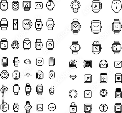 wearable tech icons smartwatch fitness tracker wearable device activity monitor health monitor wearable technology heart rate monitor step counter wearable sensor smartband health tra