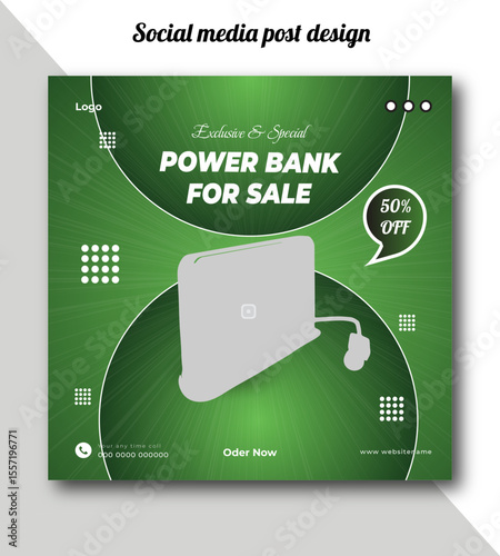 Exclusive and special power bank for sale social media post design template