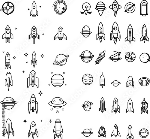 space icons galaxy universe stars planets space exploration rocket astronaut moon comet spaceship satellite black hole nebula space station space shuttle space technology extraterrest