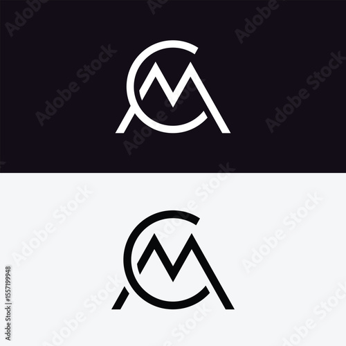 letter cm or mc minimal monogram alphabet logo