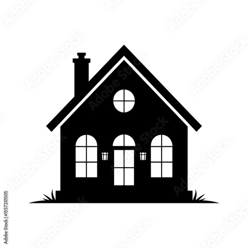 simple house silhouette in black and white