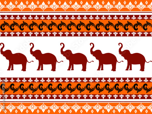 Elephant Thai pattern. Elephant Thai pattern can be used in fabric design for clothing, textile, wrapping, pant, background, wallpaper, carpet, shirt