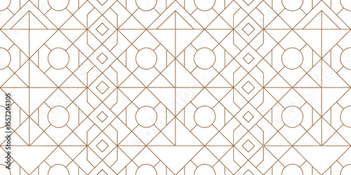 Geometric Patterns: A seamlessly repeating geometric pattern, expertly crafted with intersecting lines, circles, and diamond shapes, showcasing precision and design aesthetics.