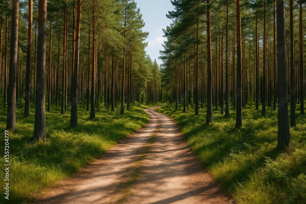 Fototapeta premium Rural Area with Pine Trees