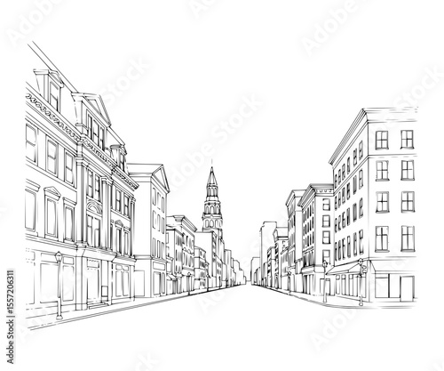 Line Art of Broad Street, Philadelphia