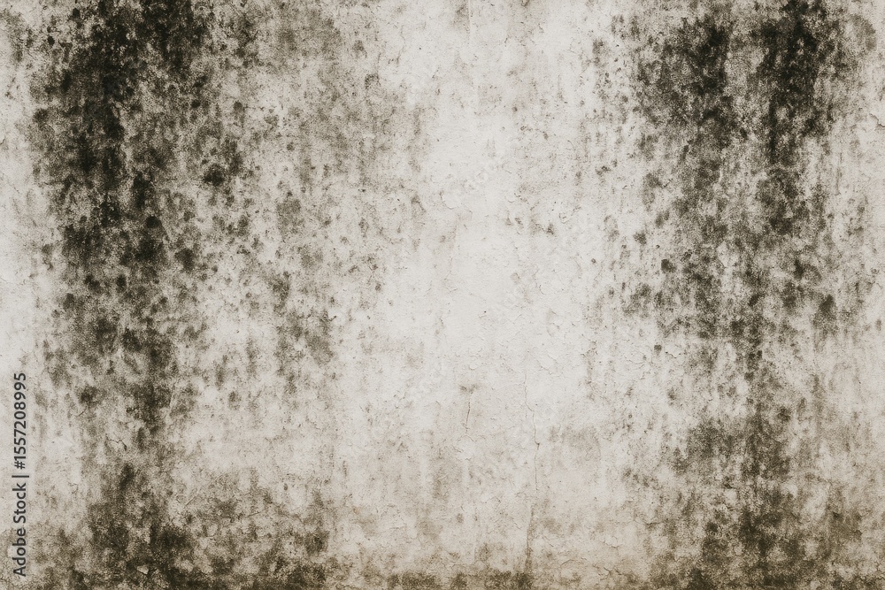 Fototapeta premium Aged and grimy white wall covered in mold growth