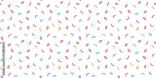 Colorful Abstract Pattern: A cheerful and vibrant seamless pattern featuring an array of colorful abstract shapes reminiscent of confetti, perfect for adding a playful touch to any design project.