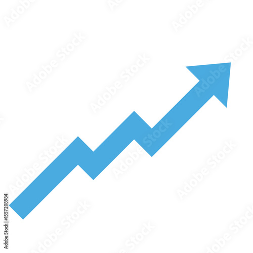 blue arrow business graph pointing up represent profit in transparant background