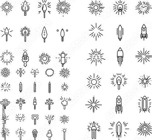 fireworks icons celebration party holiday fireworks display explosive bright lights festive new year party decoration fireworks show celebration symbol pyrotechnics event fireworks bu