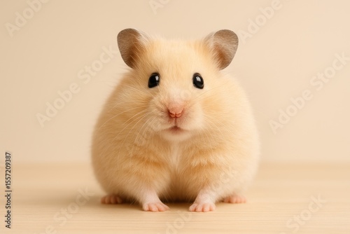Domestic Syrian cream hamster resting peacefully
