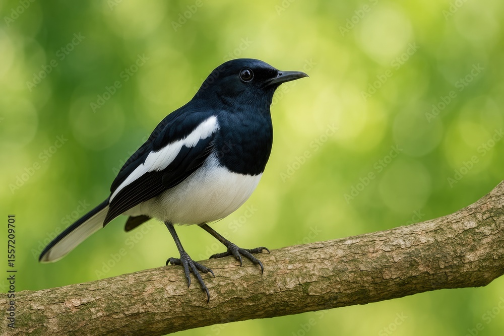 Fototapeta premium Singing bird perched high in the branches