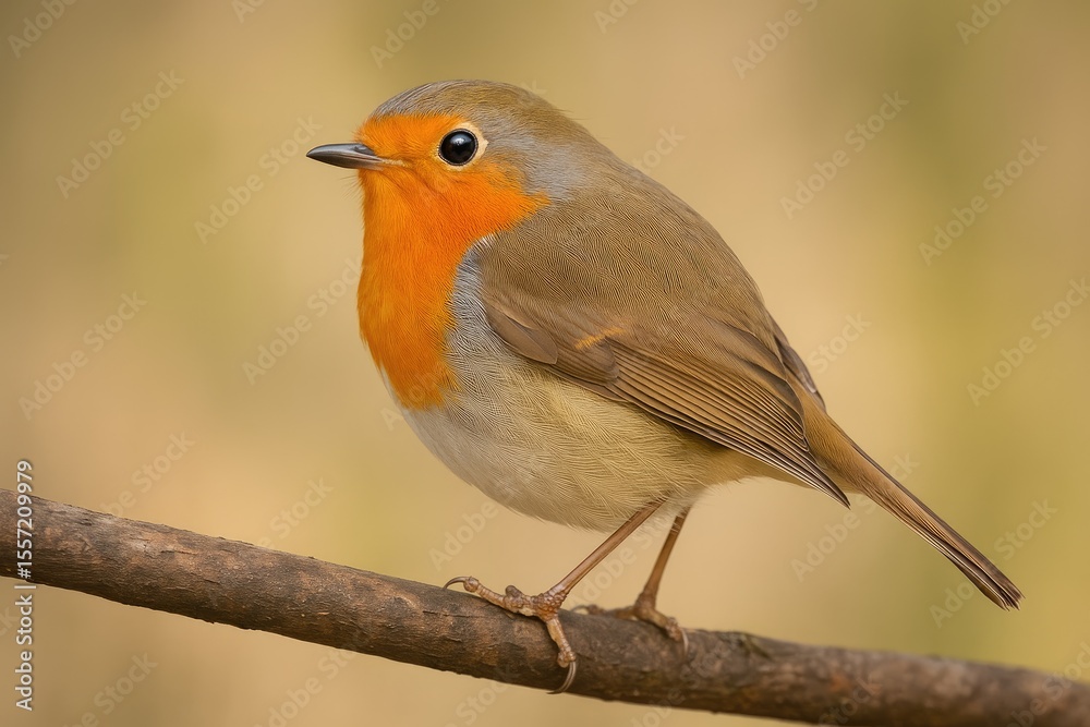 Fototapeta premium European Robin species from the Muscicapidae family