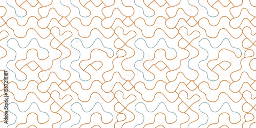 Abstract pattern: A modern graphic design featuring a repeating abstract pattern with curved lines. Lines gracefully intertwine, creating a sense of movement and visual interest.