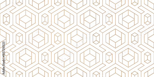 Geometric Hexagon Pattern: A sophisticated geometric pattern, repeating a series of interconnected hexagons and cubical forms. A harmonious balance of line, shape, and negative space.