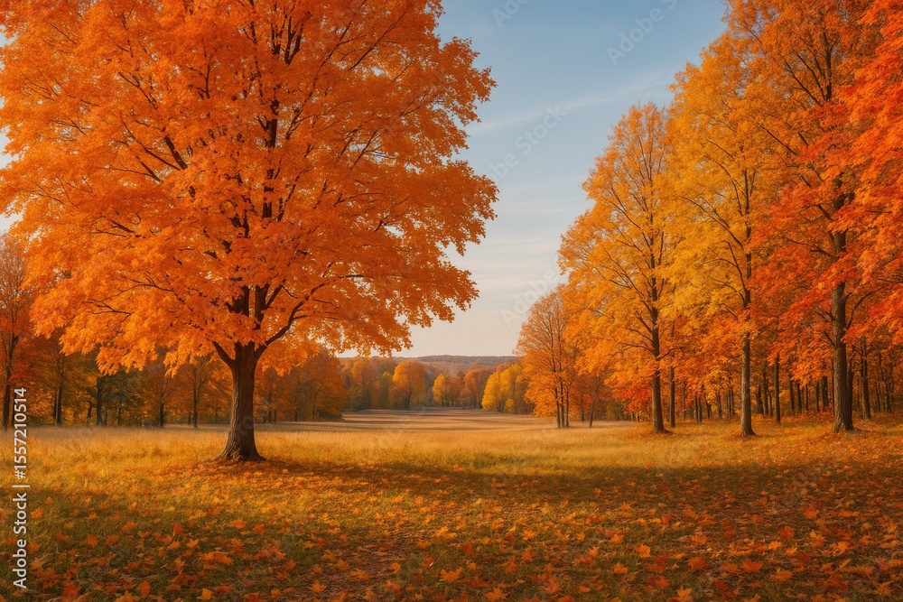 Naklejka premium Autumn Scenery with Vibrant Foliage