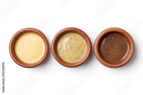 Richly hued, creamy mustard trio evokes harvest feast, evoking Oktoberfest indulgence and Bastille Day zestful celebrations