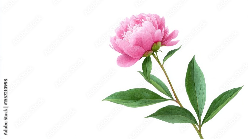 Fototapeta premium Delicate pink peony exudes springtime renewal, symbolizing Hanami celebration and whispering tales of Victorian floriography secrets