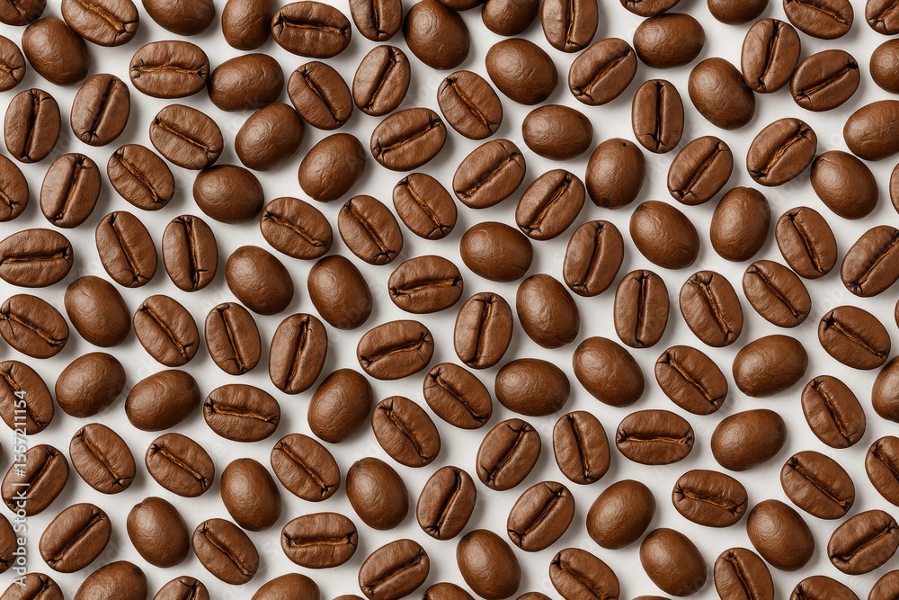 Obraz premium Beautiful coffee beans on a plain white backdrop