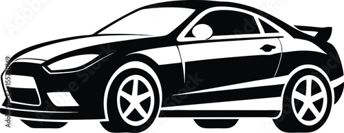 coupe car silhouette, bold car shape, stylish auto icon, silhouette vector design