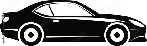 coupe car silhouette, bold car shape, stylish auto icon, silhouette vector design