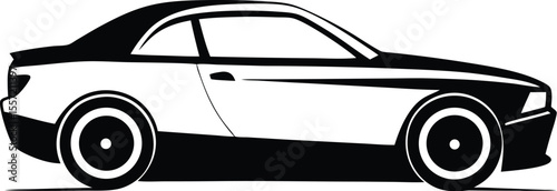 coupe car silhouette, bold car shape, stylish auto icon, silhouette vector design