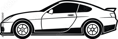 coupe car silhouette, bold car shape, stylish auto icon, silhouette vector design