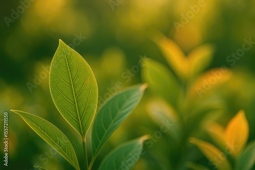 Details of plant leaves in the divine garden's sanctuary