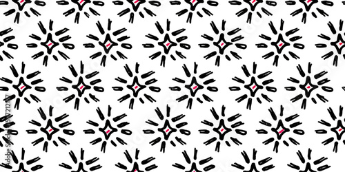 Abstract Patterned Explosion: A striking, digitally crafted seamless pattern showcases a repeating design of hand-drawn starburst elements, perfect for a variety of graphic applications.