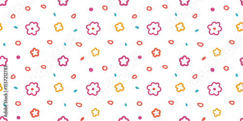 Floral Pattern: A visually striking arrangement of vibrant flowers and subtle dots create a cheerful and delightful design that embodies freshness. 