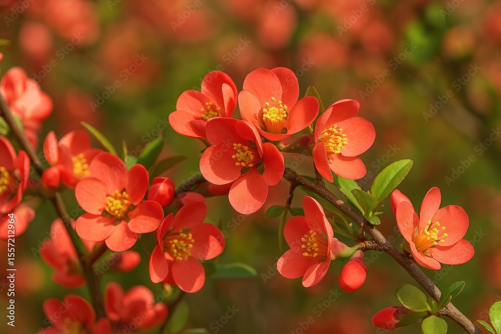 Obraz premium Japanese quince blossoms and Maules quince display