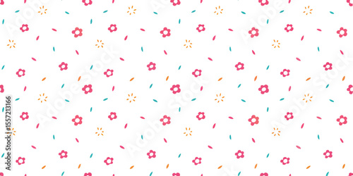 Floral Delight: A whimsical pattern of dainty pink blossoms and playful accents dance against a clean backdrop, exuding joy. 