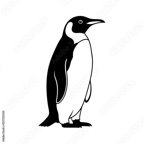 Simple Penguin Silhouette Vector Illustration Black and White Antarctic Bird Graphic