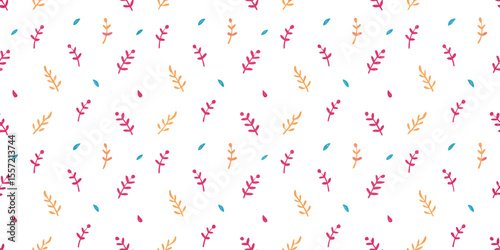 Botanical Pattern: a delicate botanical pattern adorns with repeating delicate leaves, a seamless floral composition for various creative designs. The pattern evokes a sense of freshness and elegance.