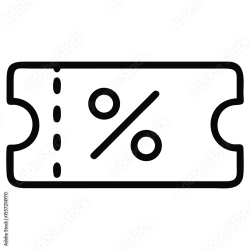 Discount coupon with dotted line and percentage in outline design style