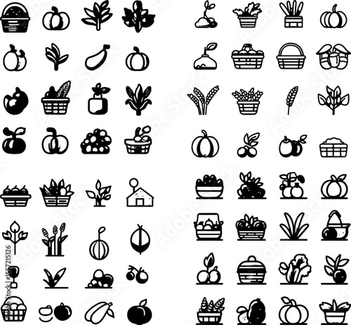 harvest icon farming crops agriculture harvest season farm field produce fruits vegetables harvest time farming tools wheat autumn crops gathering farm life harvest symbol farm produc