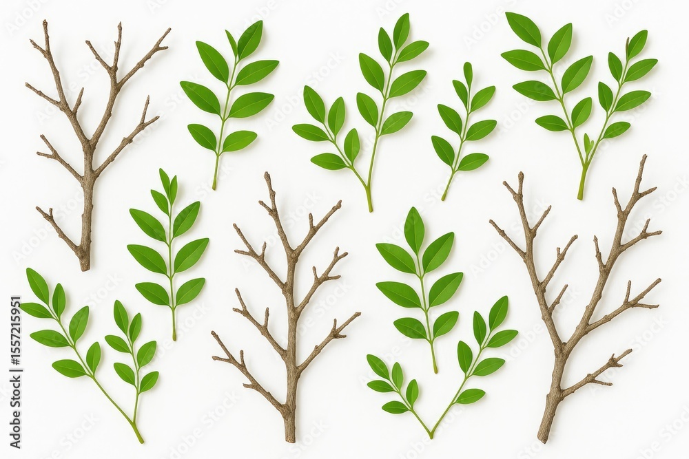 Fototapeta premium Bare tree branches against a white backdrop