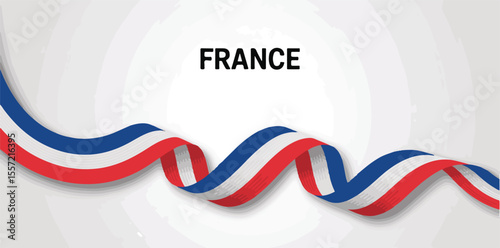 france national flag colors ribbon with bold france text on white background – symbol of french patriotism, unity, and celebration
